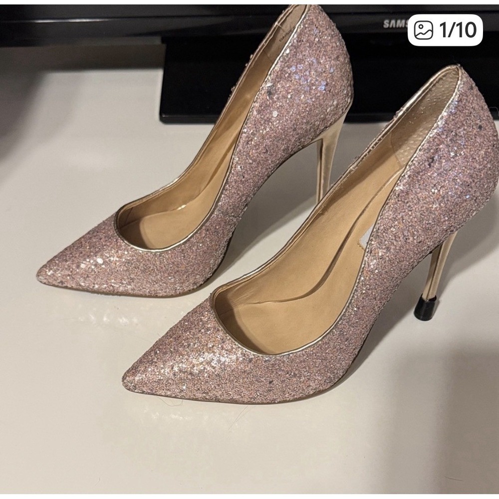 Steve Madden‎ Pink Glitter And Silver 3" heels Size 6M